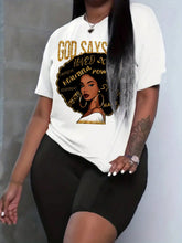 Women'S Letter And Character Printed Short Sleeve T-Shirt And Shorts Set